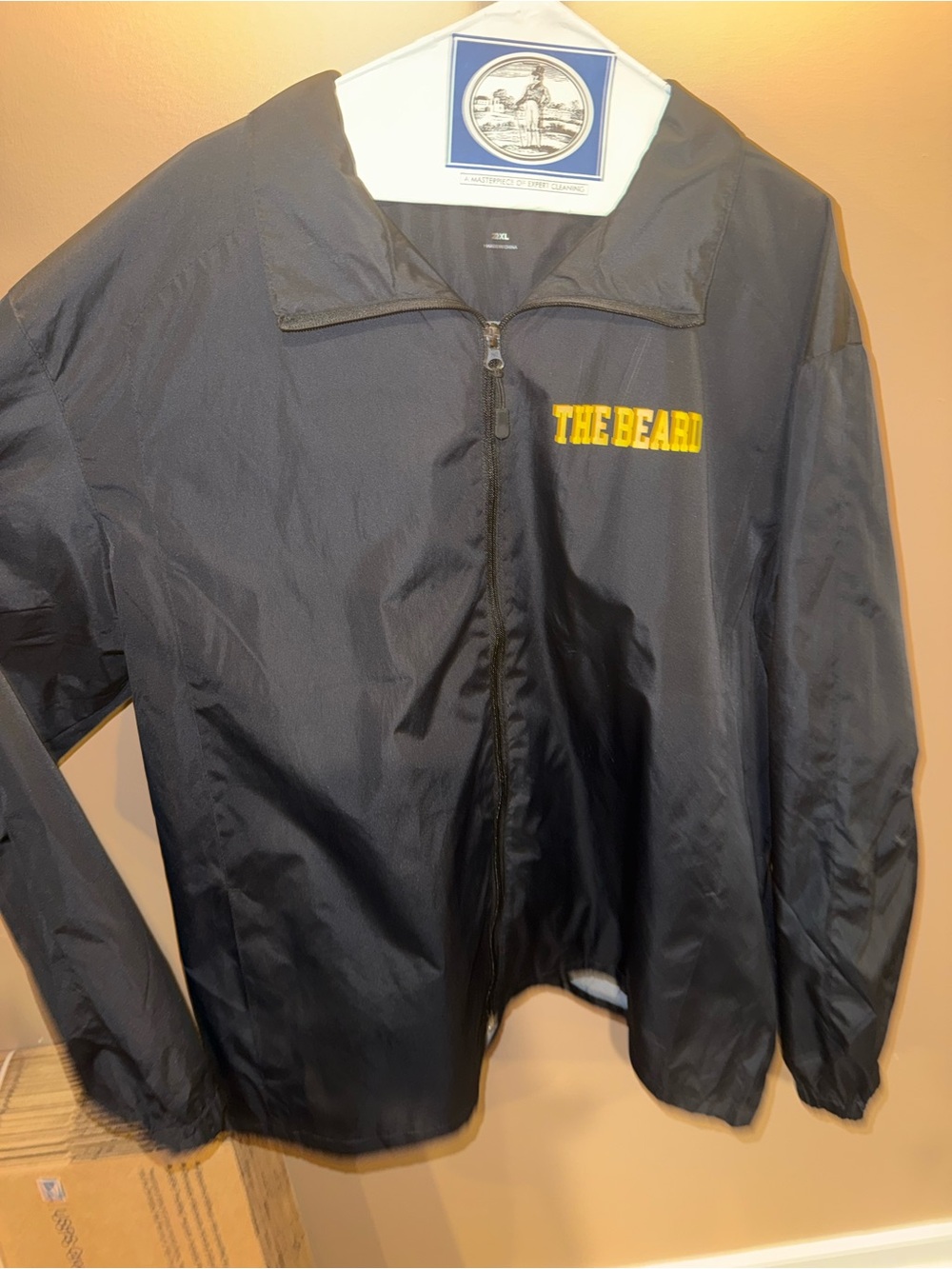 Sport-Tek Black Windbreaker with Yellow "THE BEARD" Chest Embroidery